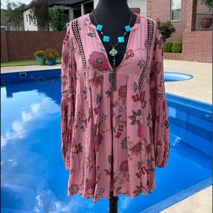 Free People Floral Tunic Top